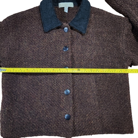 Weave Of The Irish Women's 90% Wool Sweater Collar Jacket Cardigan Brown Size S - Picture 3 of 8